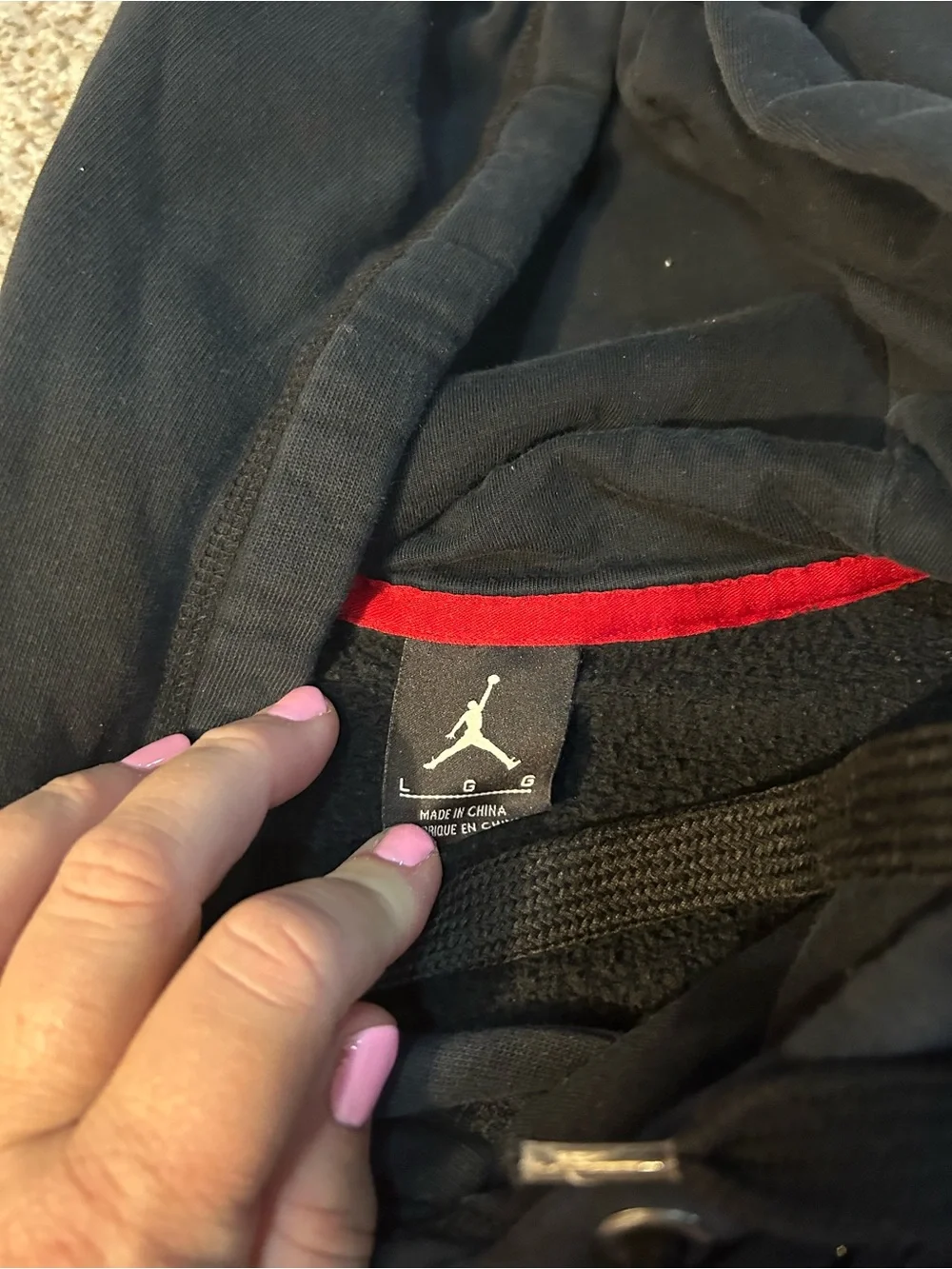 Jordan Black Pullover Hoodie with Red Jumpman
